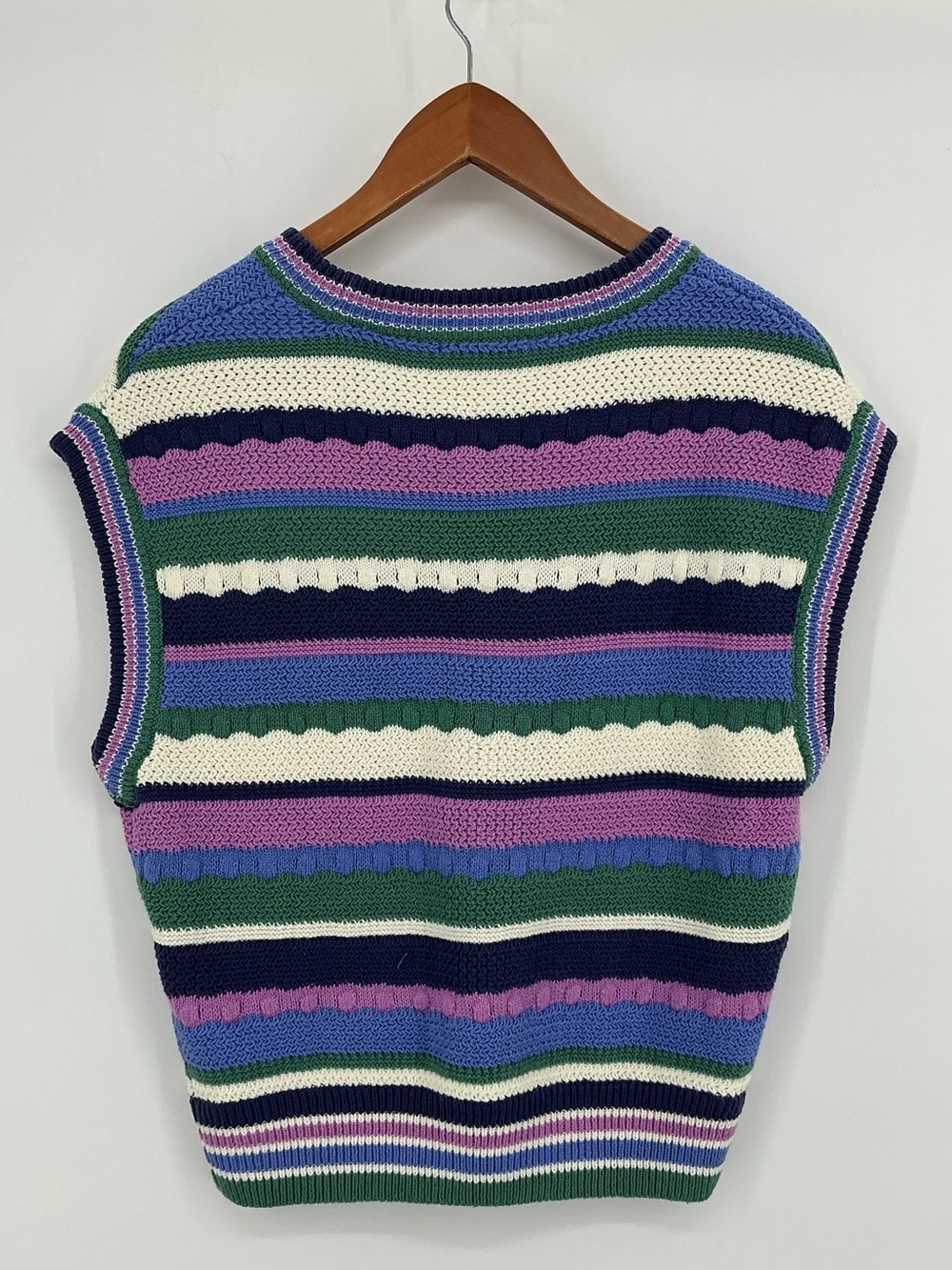 Marine Layer Multicolor Striped Knit Sleeveless Crew Sweater - Picture 4 of 9